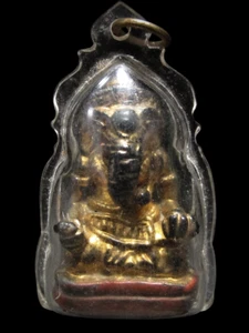 Bronzo Phra Phikanet (Ganesha), Kru Wat Choeng Tha, amuleto tailandese - Foto 1 di 5