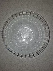 Vintage Kig Malaysia clear Glass Bowl Fleur-de-lis Diamond pattern scalloped 7" - Picture 1 of 4