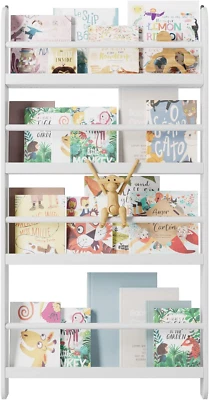 Estantería para niños, montaje en pared organizador de estantería para libros de 4 niveles para juguetes y libros, juguete S Foto 1 de 4