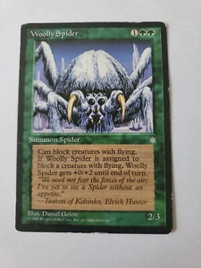 MTG Magic The Gathering Card Woolly Spider Summonn Spider Green Ice Age 1995 - Picture 1 of 2