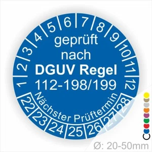 Prüfplaketten DGUV Regel 112-198/199 Prüfung Schutzausrüstungen gegen Absturz - Picture 1 of 8