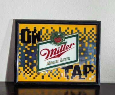 Miller High Life Mirror On Tap Sign Retro Video Game/Computer Style - Image 1 of 4