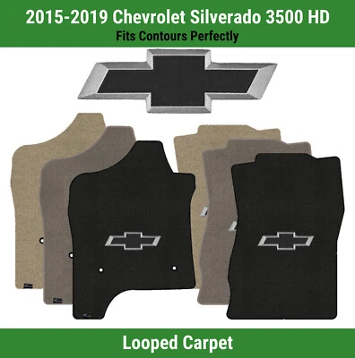 Передние коврики Lloyd Loop для '15-19 Silverado 3500 HD с черным галстуком-бабочкой Chevy Outline  - Изображение 1 из 4
