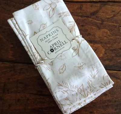 ABRIL CORNELL POINSETTIA GOLD Metálico NAVIDAD Año Nuevo Algodón SERVILLETAS 8 PIEZAS Foto 1 de 3