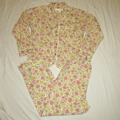 Conjunto de pijama Crabtree & Evelyn para mujer S rosa amarillo margarita estampado girasol algodón Foto 1 de 4