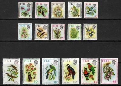 FIJI 1971 -72   " BIRDS AND FLOWERS  " SET OF (16) MNH — 第 1/2 张图片
