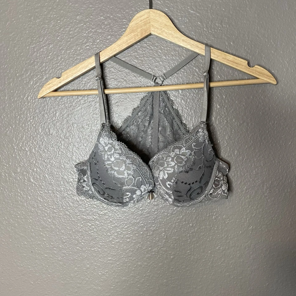 Tarea Bra Gray Lace Padded Underwire Adjustable Front Clasp Women’s Size 34 B - Image 1 of 3