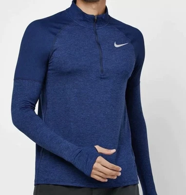 NIKE MEN ELEMNT RUNNING HALF ZIP DRI-FIT SHIRT BLUE #AH8973-NWT - Image 1 of 4