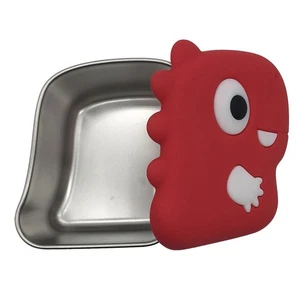 Scatola snack dinosauro in acciaio inox 304 con coperchio in silicone contenitore immersione cibo9456 - Foto 1 di 21