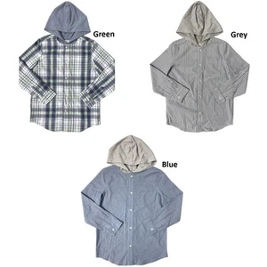 Lucky Brand Boys Hooded Long Sleeve Button Down Woven Shirt - Picture 1 of 7