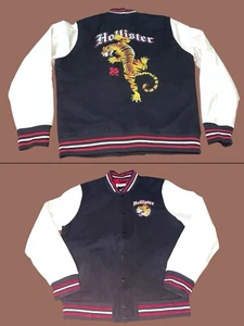 Hollister Embroidered Logo Tiger Bomber Red White Jacket Varsity Jacket Size L - Picture 1 of 24