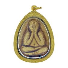 Phra Pidta Thai Amulet Gold Micron Pendant Talisman Powerful Magic Buddha