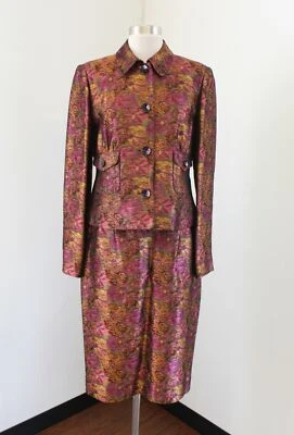 Carlisle абстрактный статический печать юбка костюм комплект размер 6 розовый желтый мульти карьера - Изображение 1 из 4