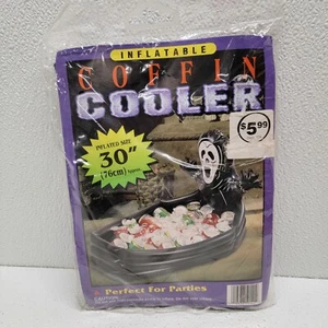 Vintage Black Coffin Cooler Halloween Inflatable Ghost 30" / 2.5 Feet - New! - Picture 1 of 6