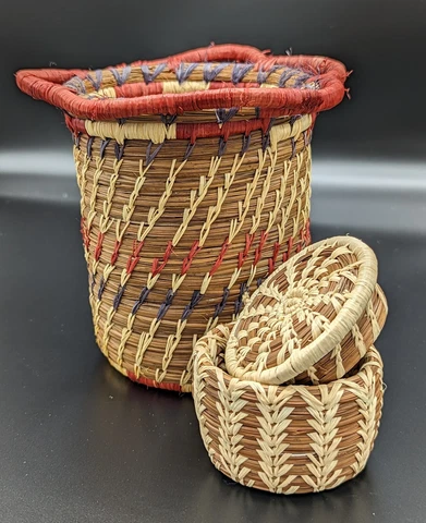 Vintage Handmade Pine needle baskets Cover