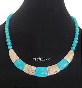Jay King Gallery Collection Compressed Turquoise Silver Necklace-18"-NWT-$250.00 - Picture 1 of 6
