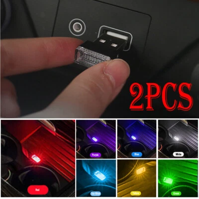 2x Mini USB LED Car Light Neon Atmosphere Ambient Bright Lamp Bulb Accessories - Image 1 of 4