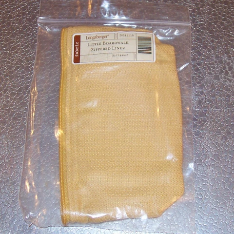 Longaberger Butternut LITTLE BOARDWALK Zipper Basket Liner ~USA~ FREE SHIPPING! Cover