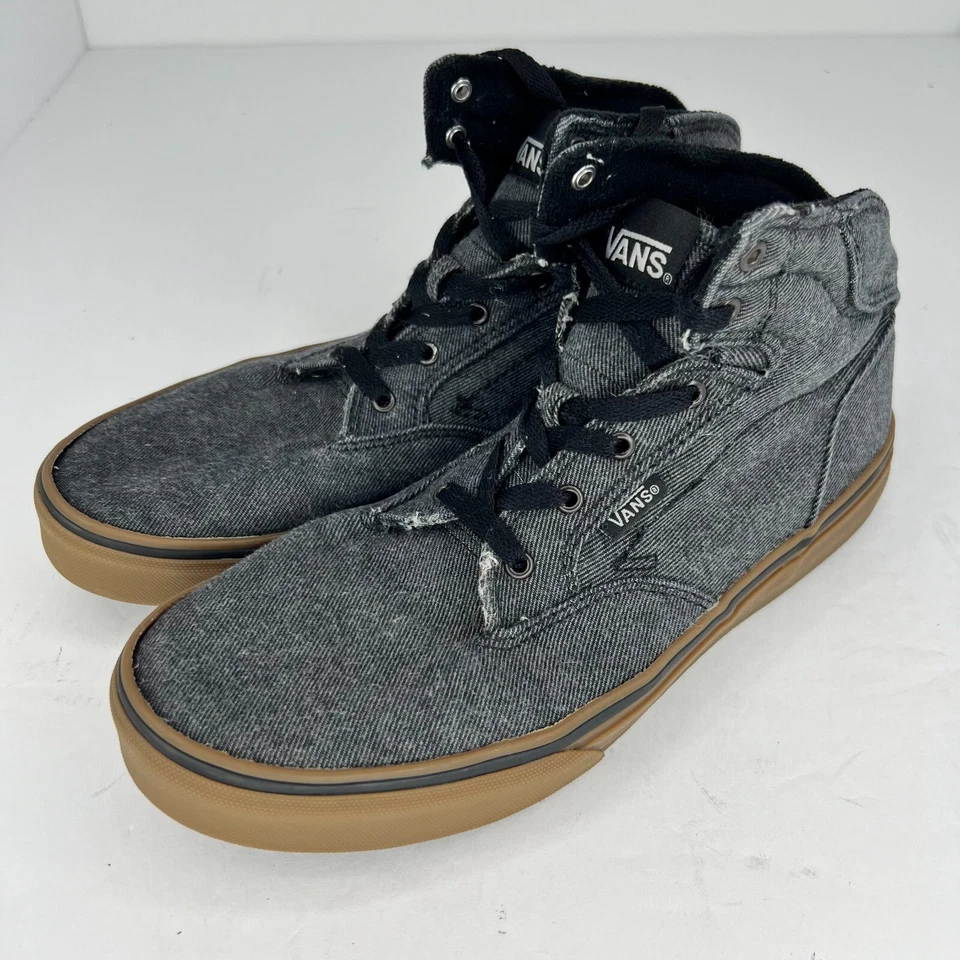 Zapatillas altas Vans Boys 721356 grises de lona fuera de la pared Old Skool talla 6 Foto 1 de 4