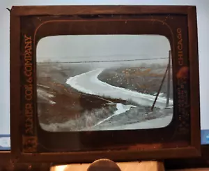 Vintage Magic Lantern Glass Slide CURVING DIRT ROAD Almer Coe Co Chicago - Picture 1 of 1