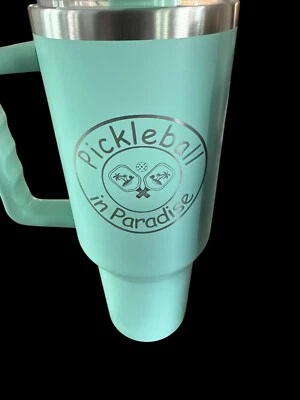 Vaso aislante de acero inoxidable Pickleball In Paradise azul verdoso, 40 OZ Foto 1 de 3