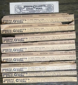 RARE!c1880-1890 JOSEPH GILLOTT'S STEEL PENS Antique Print Ad Lot~Most Show Dates - Picture 1 of 5