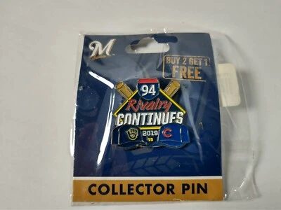 Milwaukee Brewers Hat Lapel Pin MLB Interstate 94 Rivalry 2019 Chicago Cubs - Image 1 of 3