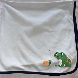 Gymboree Frog And Snail Soft Cotton Baby Receiving Blanket Reversible Print 2011 - Picture 1 of 4