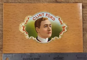 ADVERTISING Label Cigar Inner Clint Ford Wood Grain - Picture 1 of 1