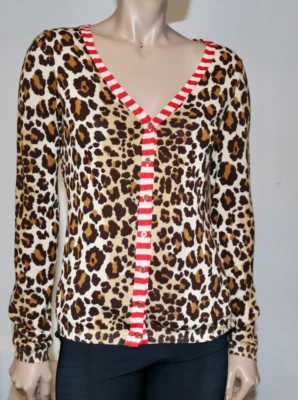MOSCHINO Leopardo y Rayas Cárdigan Tejido Top US 8 Foto 1 de 4