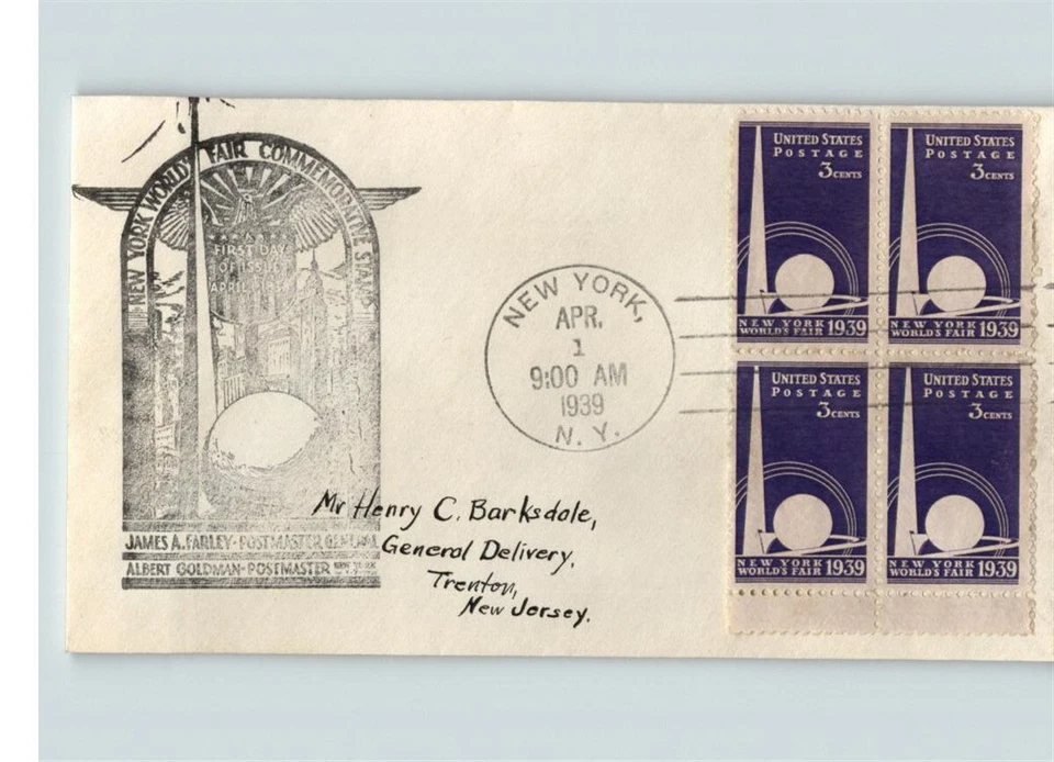 1939 New York World's Fair, # 853, April 1, 1939 First Day of Issue - Image 1 of 1