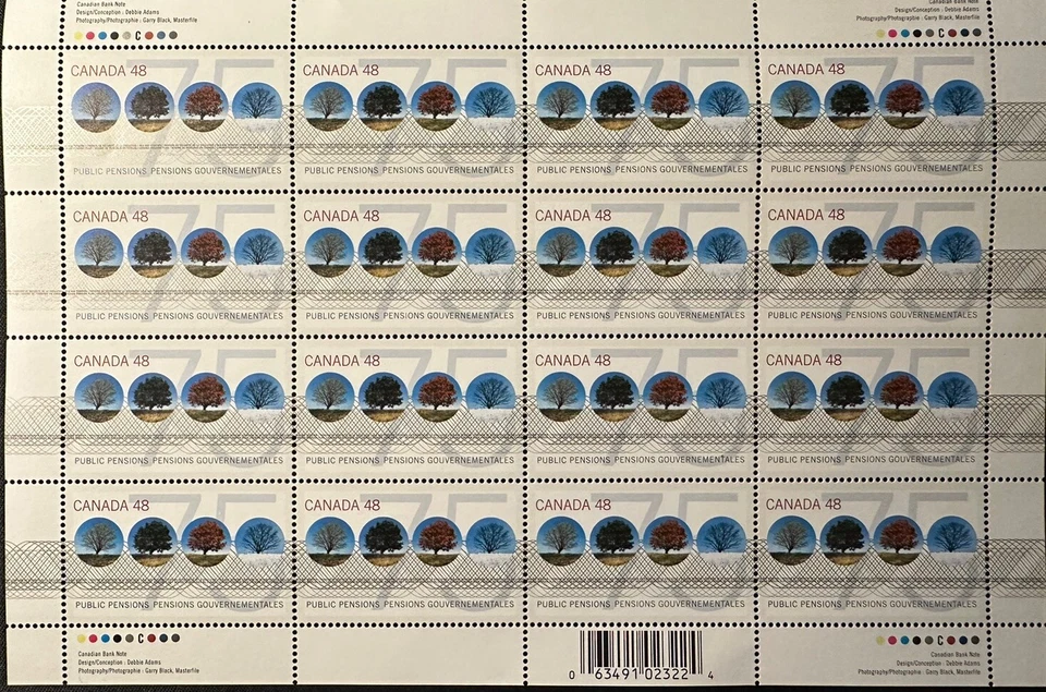 Canada stamp Full Pane of 16 #1959  A Tree Depicted in 4 Seasons  MNH - Image 1 of 1