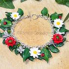 Daisy and Gerbera Bracelet with Ladybirds, Butterfly, Dragonfly and Bee!