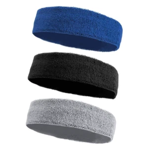 3 Pack Men & Women Sweatband Headband Terry Cloth Moisture Wicking for Sports - Picture 1 of 7