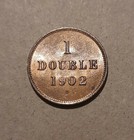 Rare 1902 One Double Coin Guernesey Edward VII (Low Mintage 84,000)