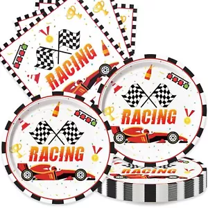 40pcs Race Car Plates and Napkins Race Car Birthday Party Decorations for Rac... - Picture 1 of 6