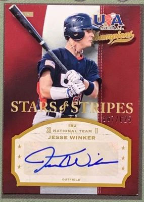 2013 PANINI USA BASEBALL CHAMPIONS JESSE WINKER 18U STARS & STRIPES AUTO /625 - Image 1 of 3