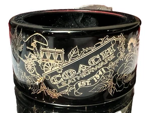 COACH ACRYLIC 1.75" TATOO BLACK Gold GOLDEN BRACELET Pegasus Carriage New - Picture 1 of 8