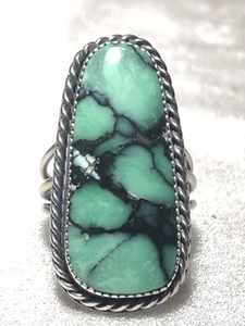 Southwestern natürlicher Variszit Ring (Türkis Schwester) Sterling Größe 9-1/2 - Bild 1 von 4