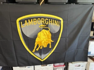 Bandera LAMBORGHI 3'x5', cueva del hombre, coche de lujo, garaje, pared, tienda nueva sin etiquetas - Imagen 1 de 5