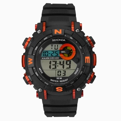 Mens New Sekonda Digital Chrono Alarm EL Light 50m W/Proof Watch 1527 Rp £49.99 - Image 1 of 4