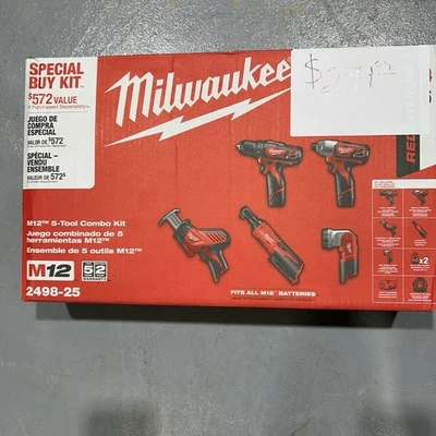 Milwaukee ‎2498-25 12V 5-Piece Cordless Combo Kit - Genuine OEM - Image 1 of 4