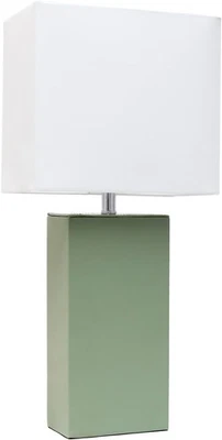 Lámpara de mesa moderna de cuero Designs LT1025-SGE con tela blanca dañada Foto 1 de 4