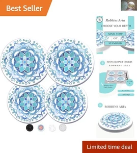 Vibrant Blue Mandala Stove Burner Covers – 4-Piece Set to Refresh Your Kitchen - Picture 1 of 8