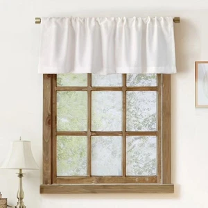 Faux Linen Valance for Windows Kitchen Living Room Valances Rod Pocket White - Picture 1 of 4