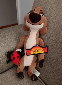 Vintage Disney König der Löwen Timon hält Marienkäfer 11 Zoll Plüsch mit Etikett - Bild 1 von 2