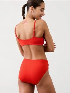 New Athleta High Waist Swim Bottom Dark Orange XS NWT Full Seat Coverage Modest - Picture 1 of 10