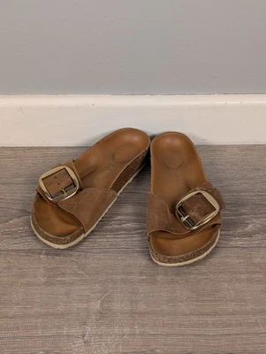 Sandalias Birkenstock Mujer 7 Hombre 5 EU 38 Madrid Hebilla Grande Cuero Engrasado Toboganes  Foto 1 de 4