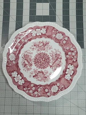 Spode Archive Collection Regency Series Trophies Dinner Plate 11” Cranberry Red - Image 1 of 4