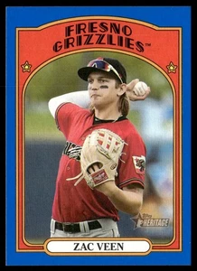 2021 Topps Heritage Minor League Blue Zac Veen 730/99 Fresno Grizzlies #74 - Picture 1 of 2